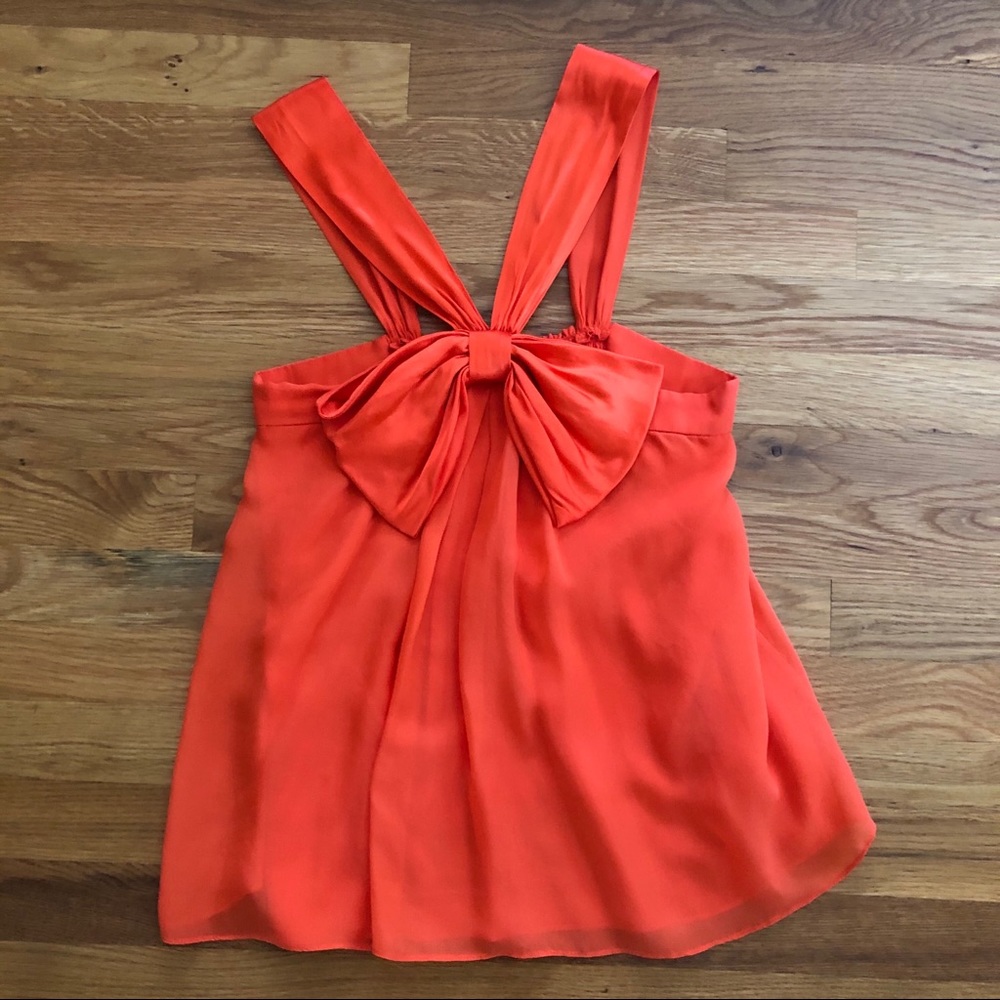 Alice + Olivia satin bow top